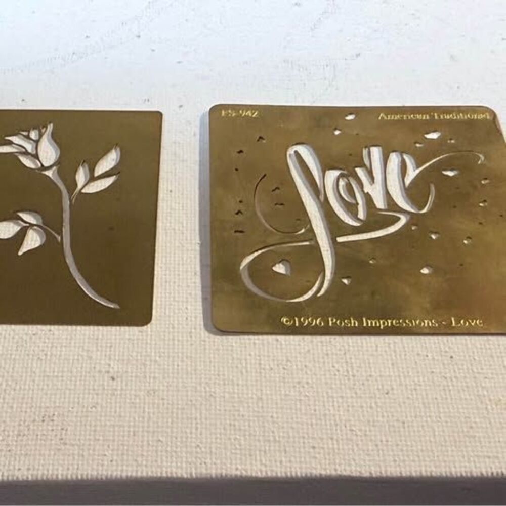 Vintage Brass Stencils - Judith Barker Rose & Posh Impressions Love
